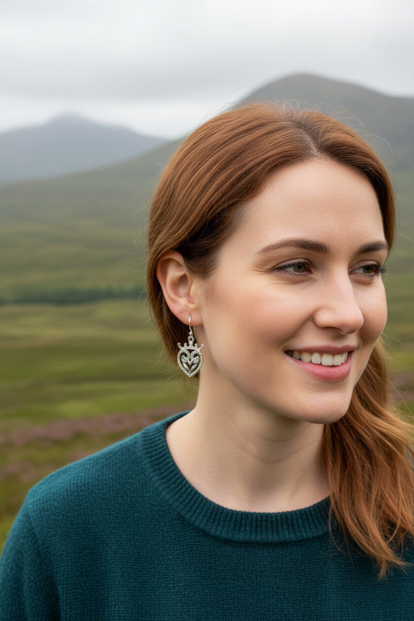Lady of Skye Scottish Luckenbooth Earrings in Sterling Silver