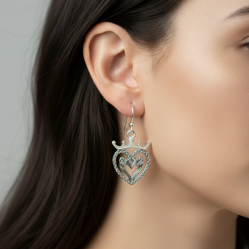 Lady of Skye Scottish Luckenbooth Earrings in Sterling Silver