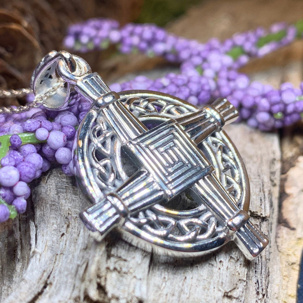 Celtic Irish Saint Brigid's Cross Necklace in Sterling Silver