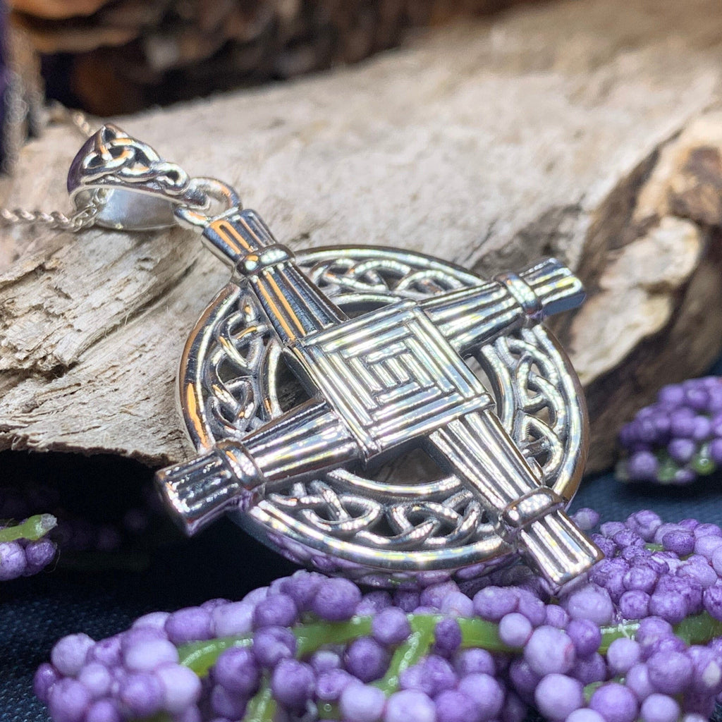Celtic Irish Saint Brigid's Cross Necklace in Sterling Silver
