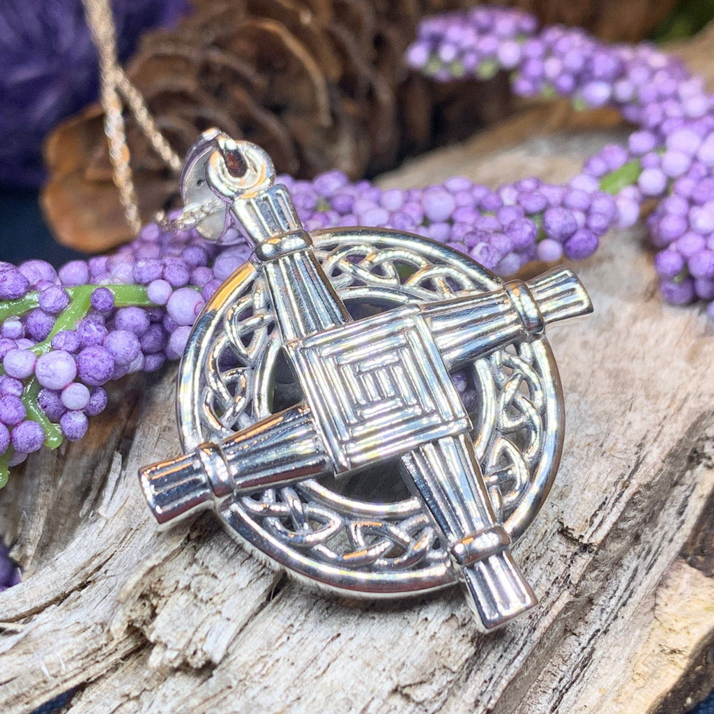 Celtic Irish Saint Brigid's Cross Necklace in Sterling Silver