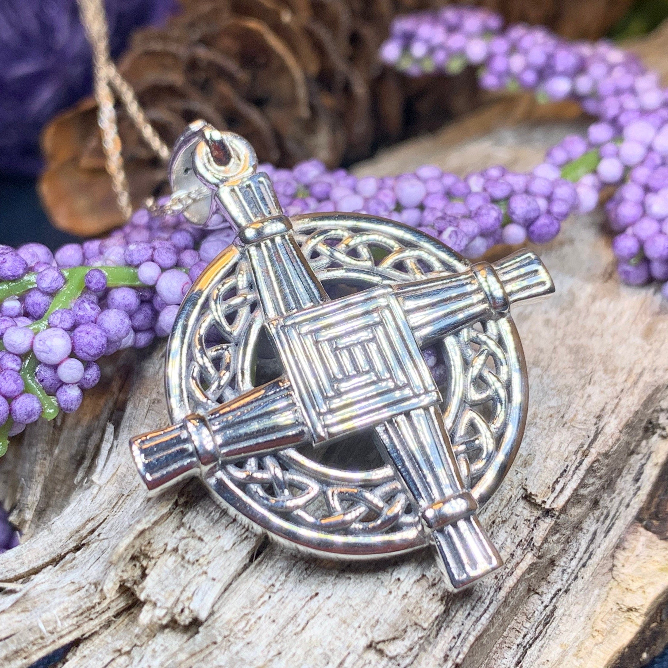 Celtic Irish Saint Brigid's Cross Necklace in Sterling Silver