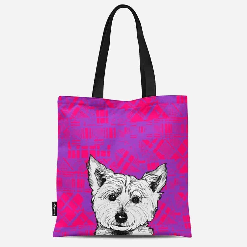 Westie Dog Tartan Tote Bag