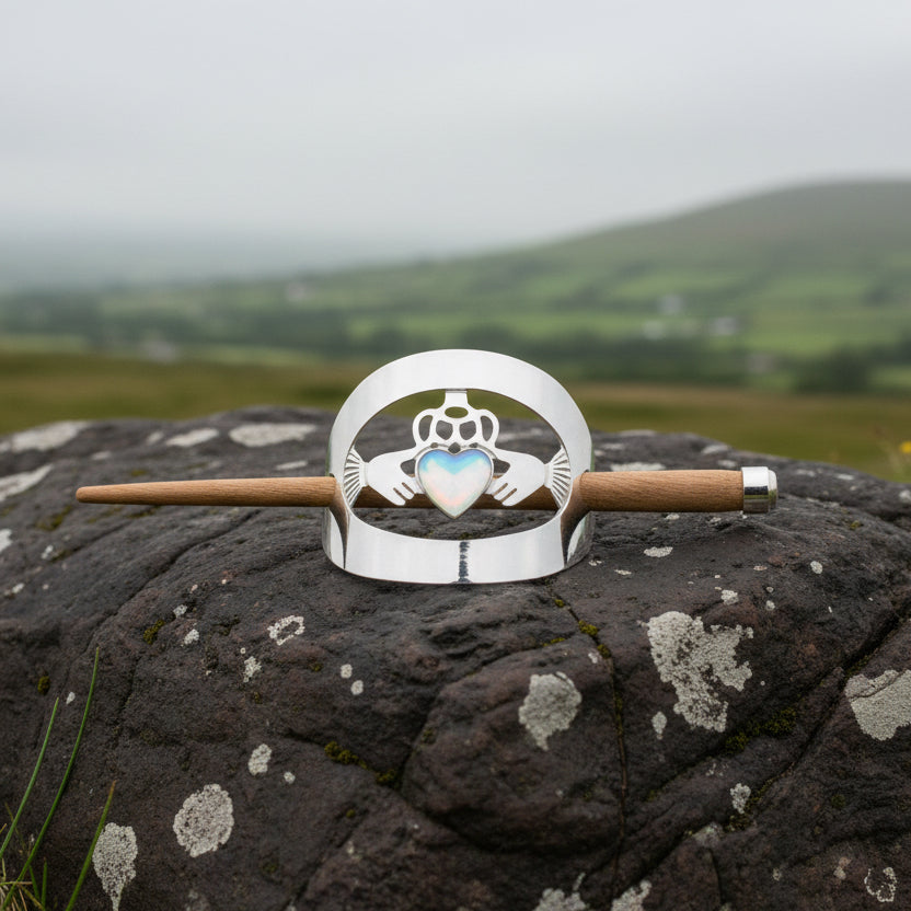 Pewter Claddagh Hair Slide - Handmade in Ireland
