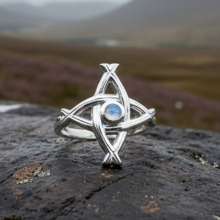 Moonstone Saint Brigid's Cross of Ireland Ring