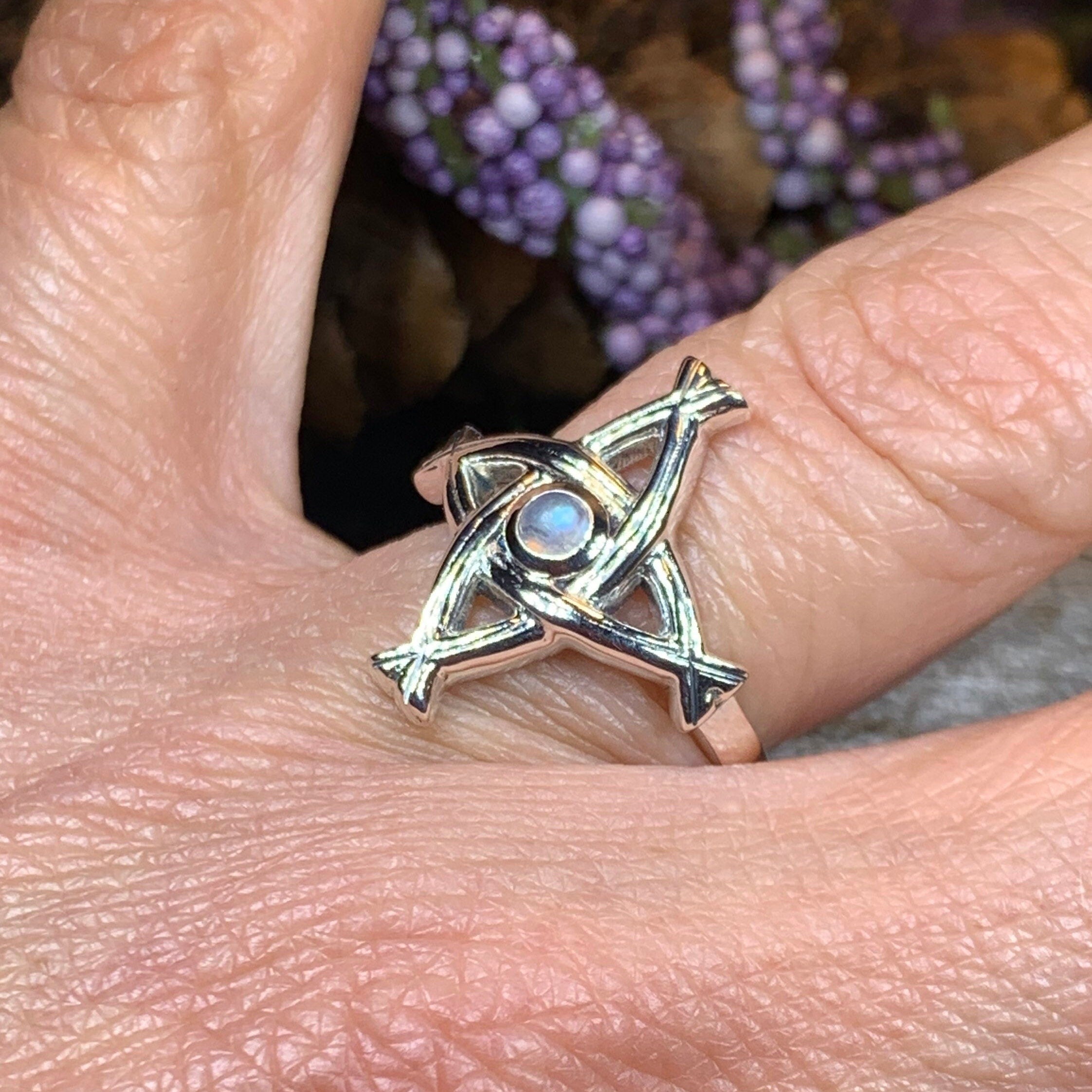 Moonstone Saint Brigid's Cross of Ireland Ring