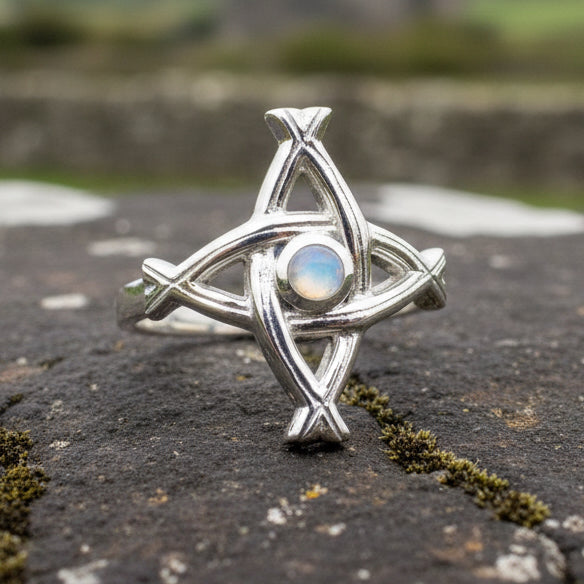 Moonstone Saint Brigid's Cross of Ireland Ring