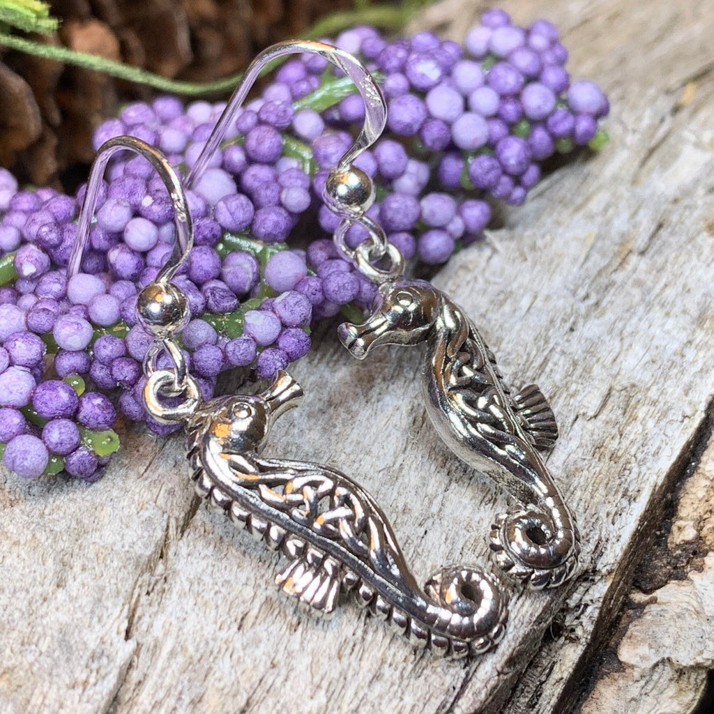 Seadrifter Celtic Seahorse Earrings in Sterling Silver