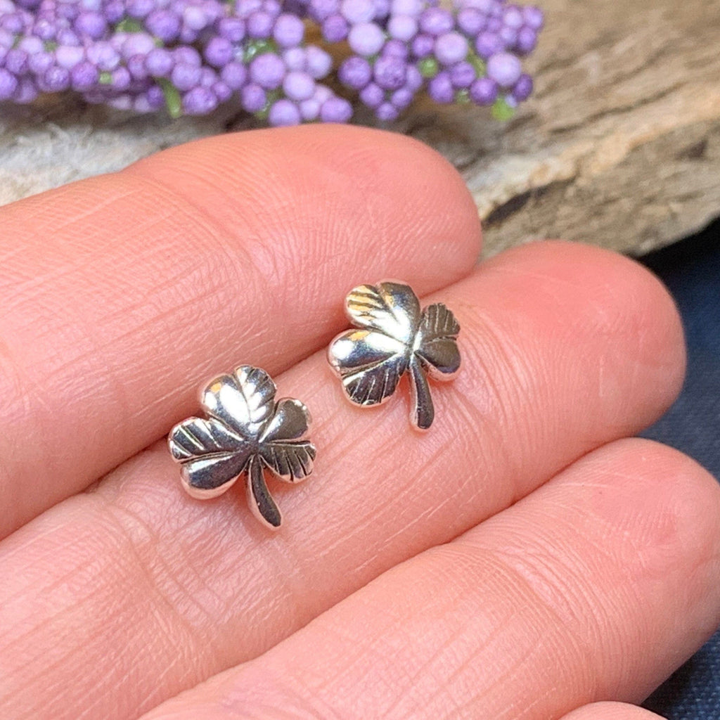Irish Shamrock Post Earrings in Sterling Silver