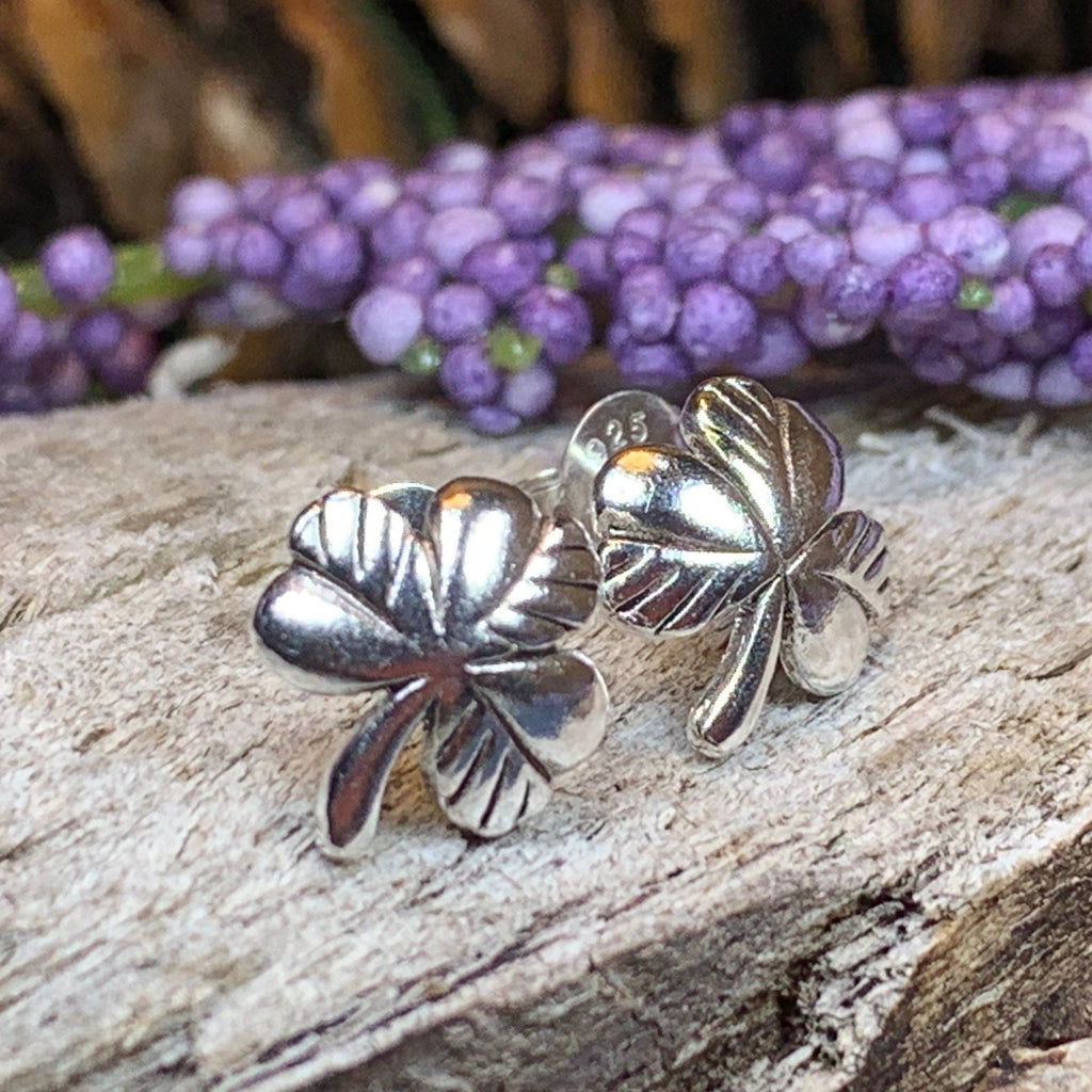 Irish Shamrock Post Earrings in Sterling Silver
