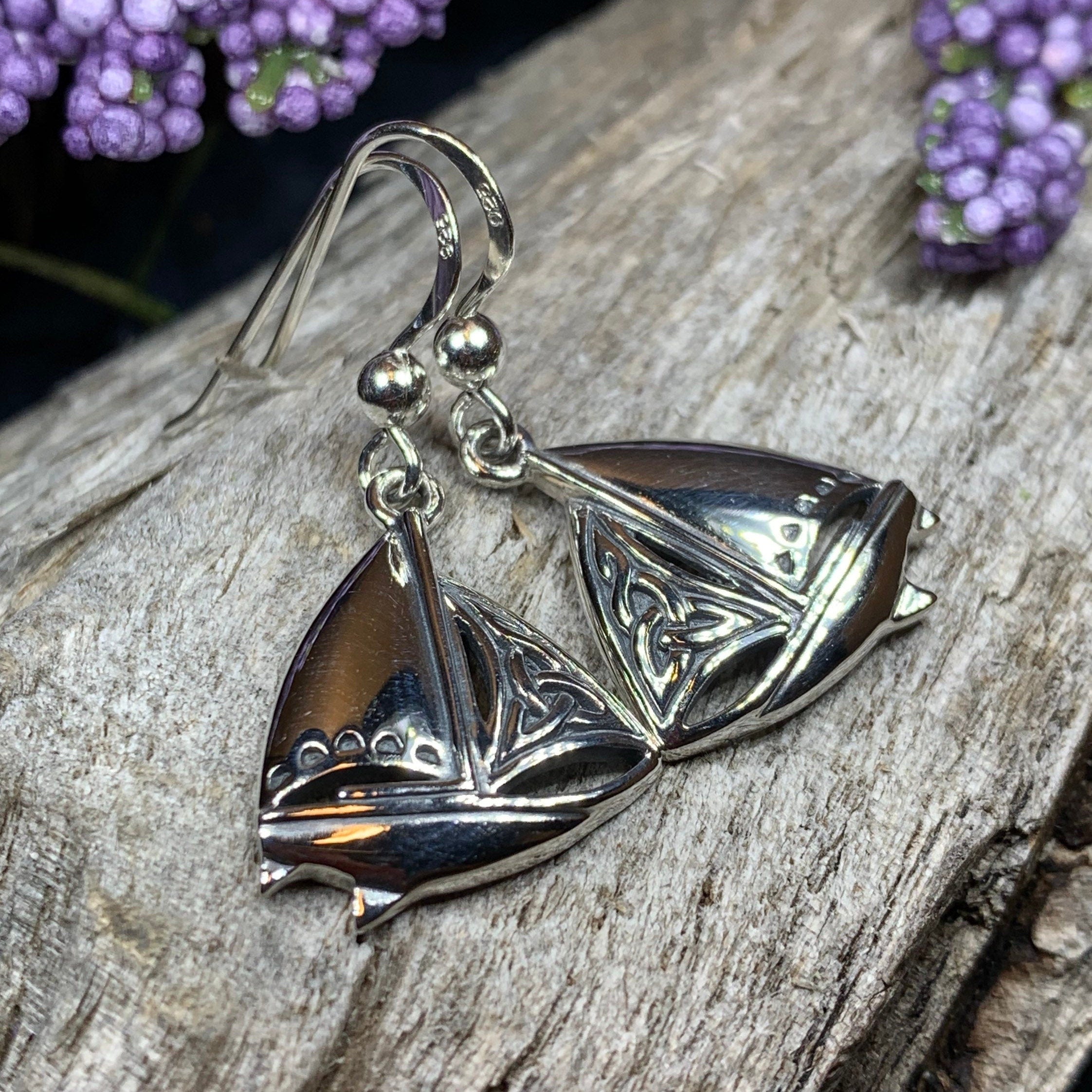 Celtic Sailboat Earrings for Women