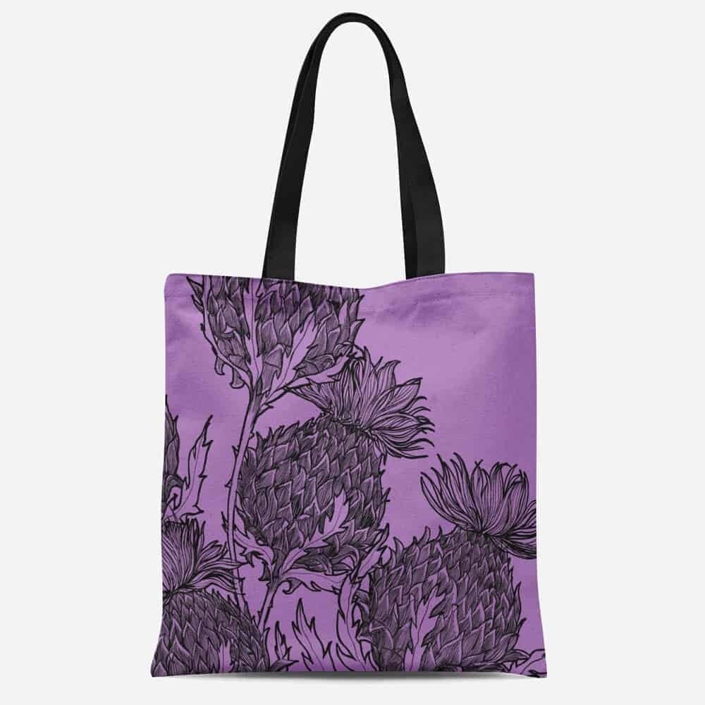 Purple Thistle Tote Bag