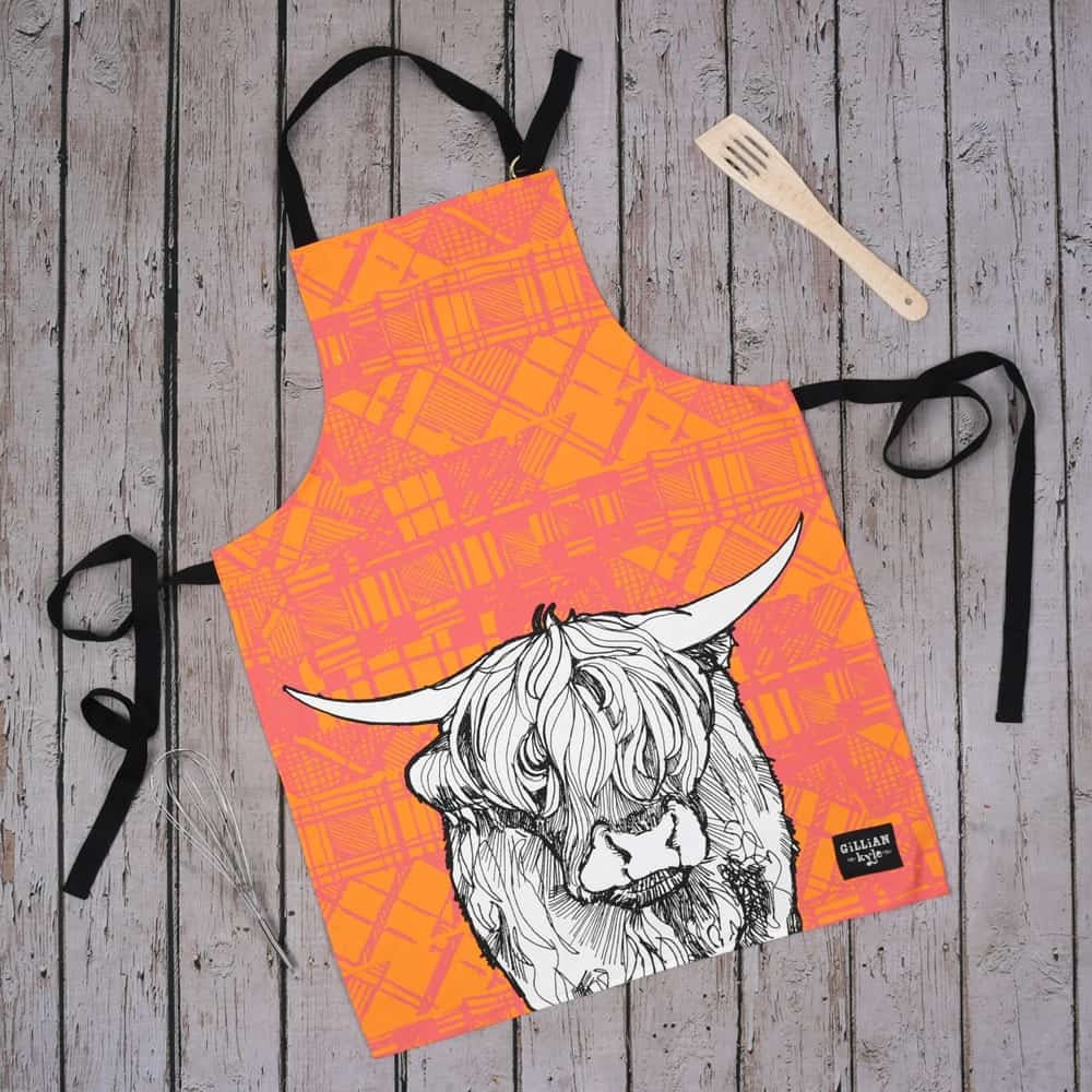 Highland Cow Tartan Apron