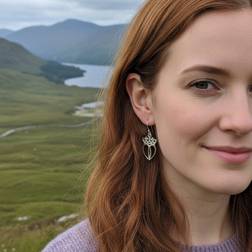 Lady Arieen Scottish Luckenbooth Earrings in Sterling Silver