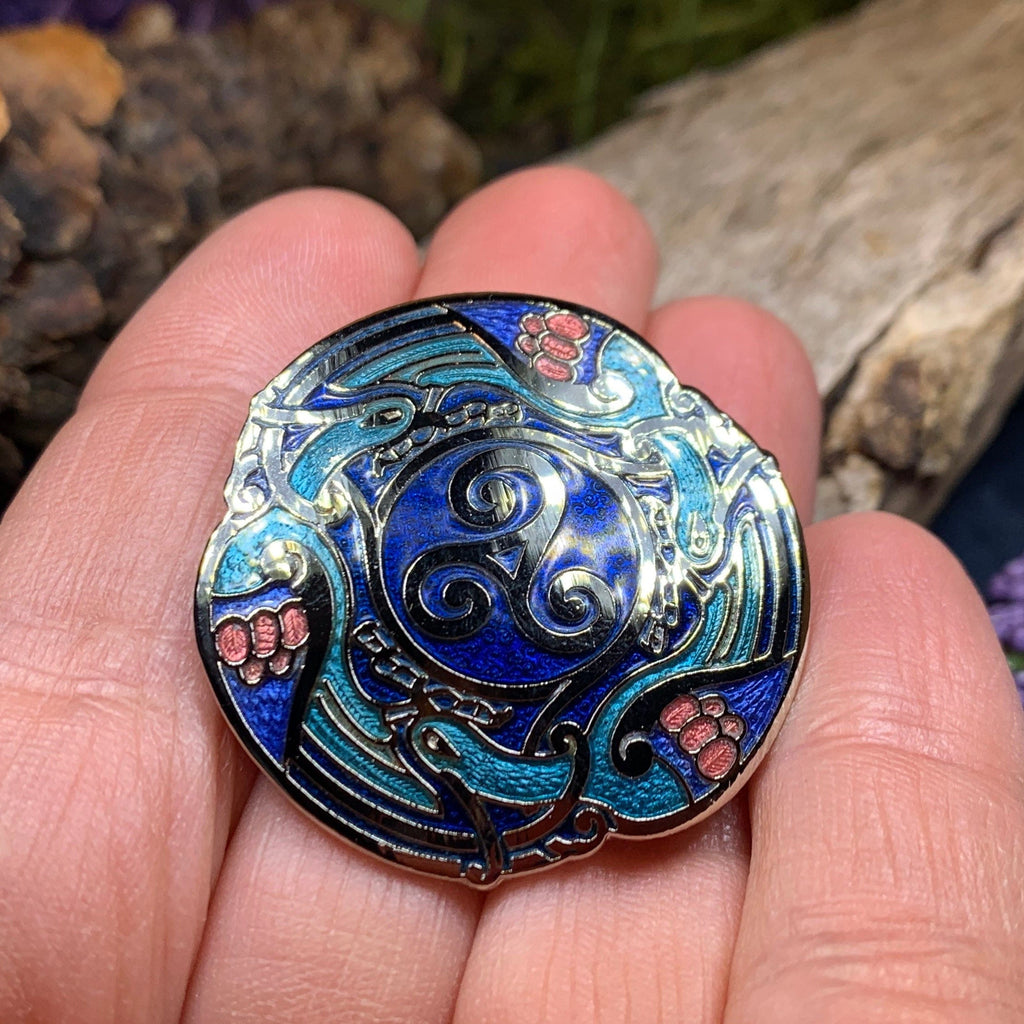 Celtic Birds Enamel Brooch