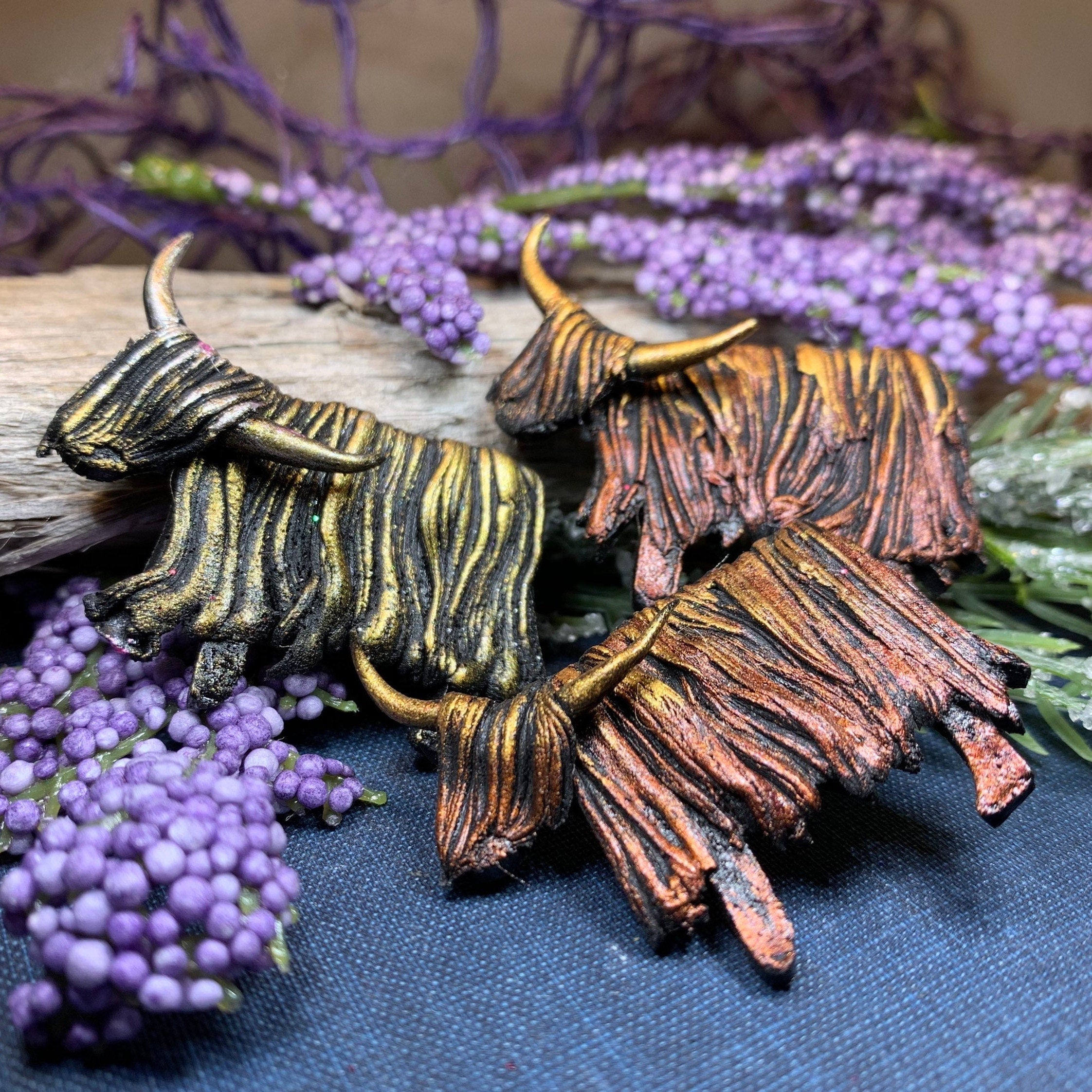 Shaggy Highland Cow Brooch - Handmade in Scotland