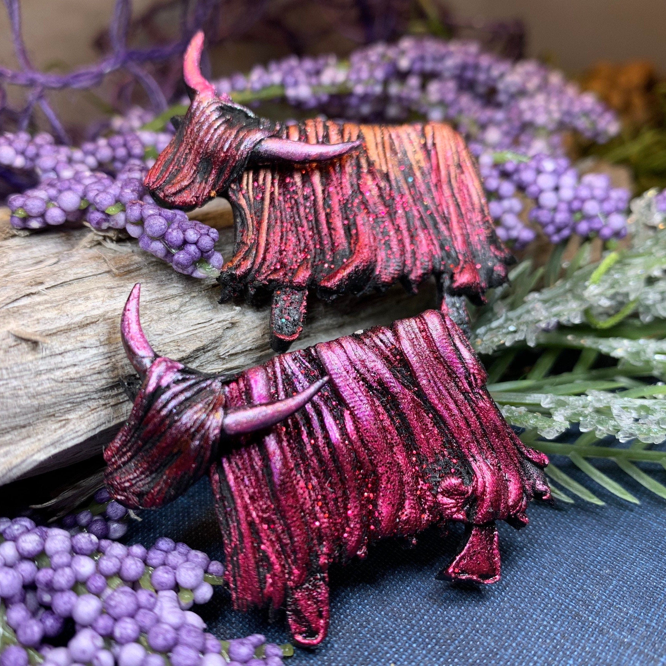 Shaggy Highland Cow Brooch - Handmade in Scotland