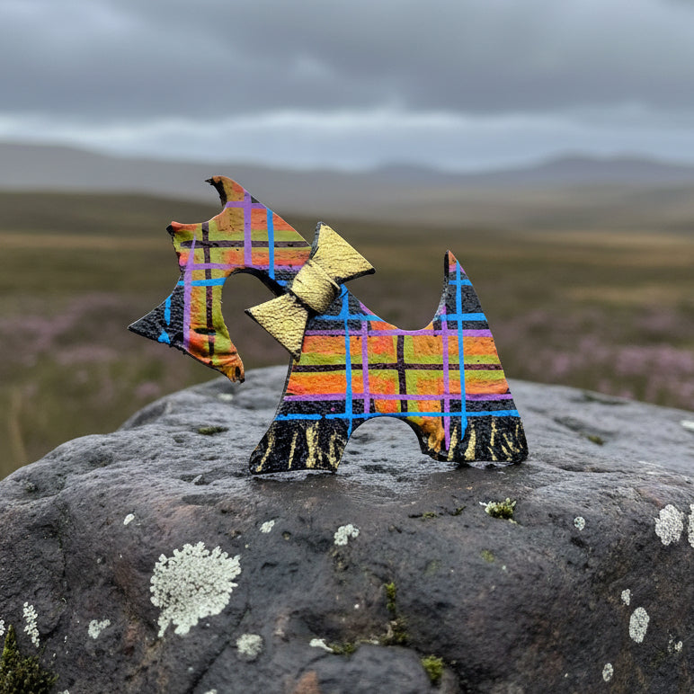 Tartan Dog Scottish Brooch - Handmade in Scotland