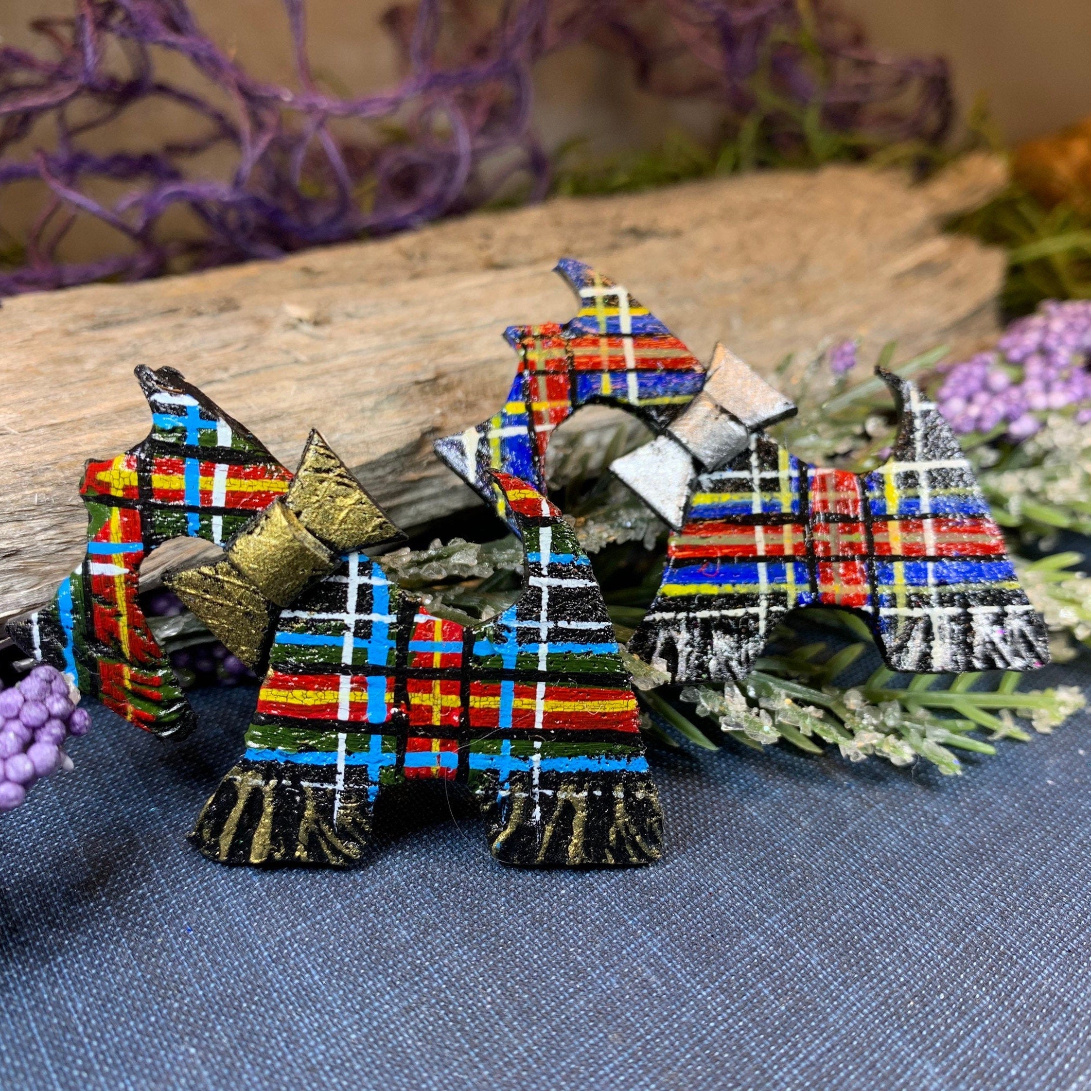 Tartan Dog Scottish Brooch - Handmade in Scotland