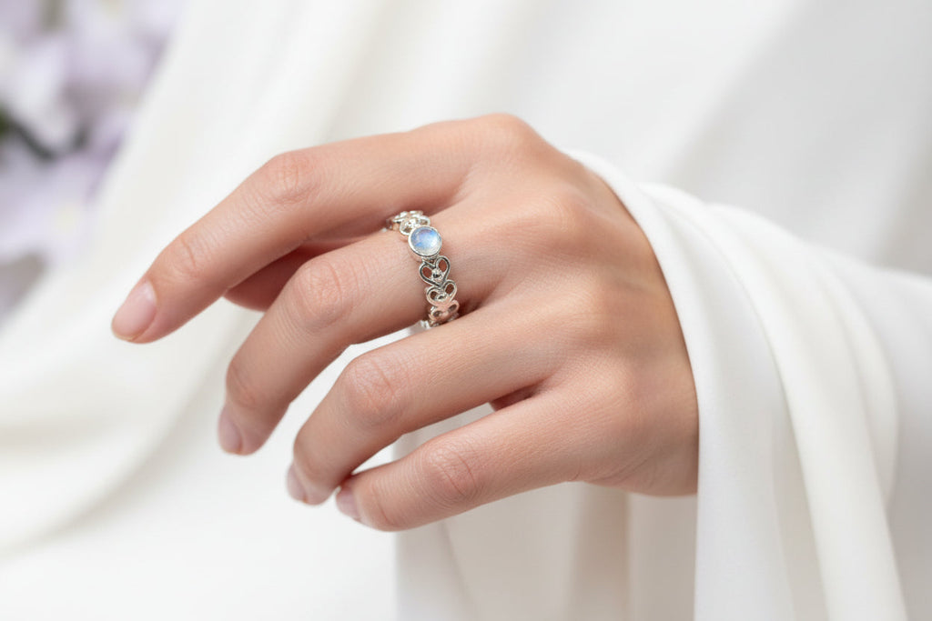 Jarida Celtic Love Knot Ring with Moonstone