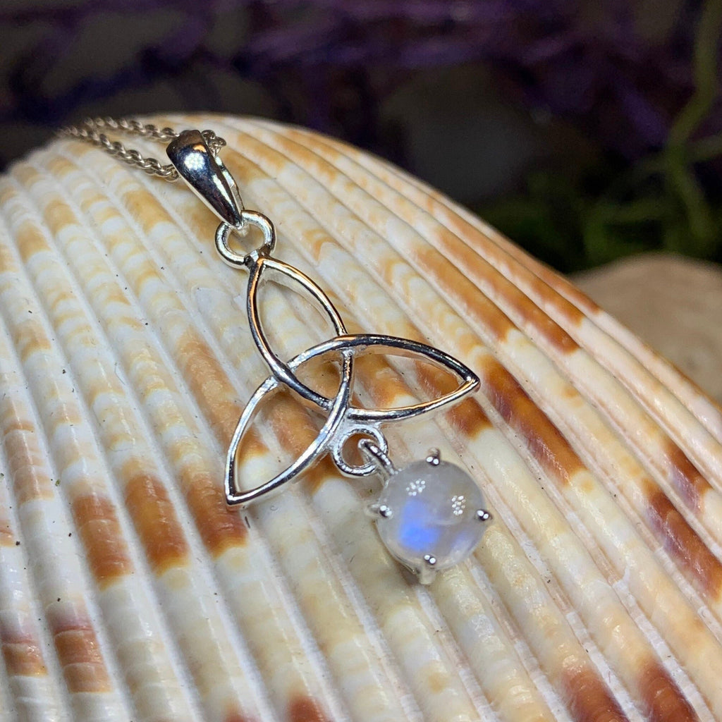 Celtic Trinity Knot Necklace with Moonstone