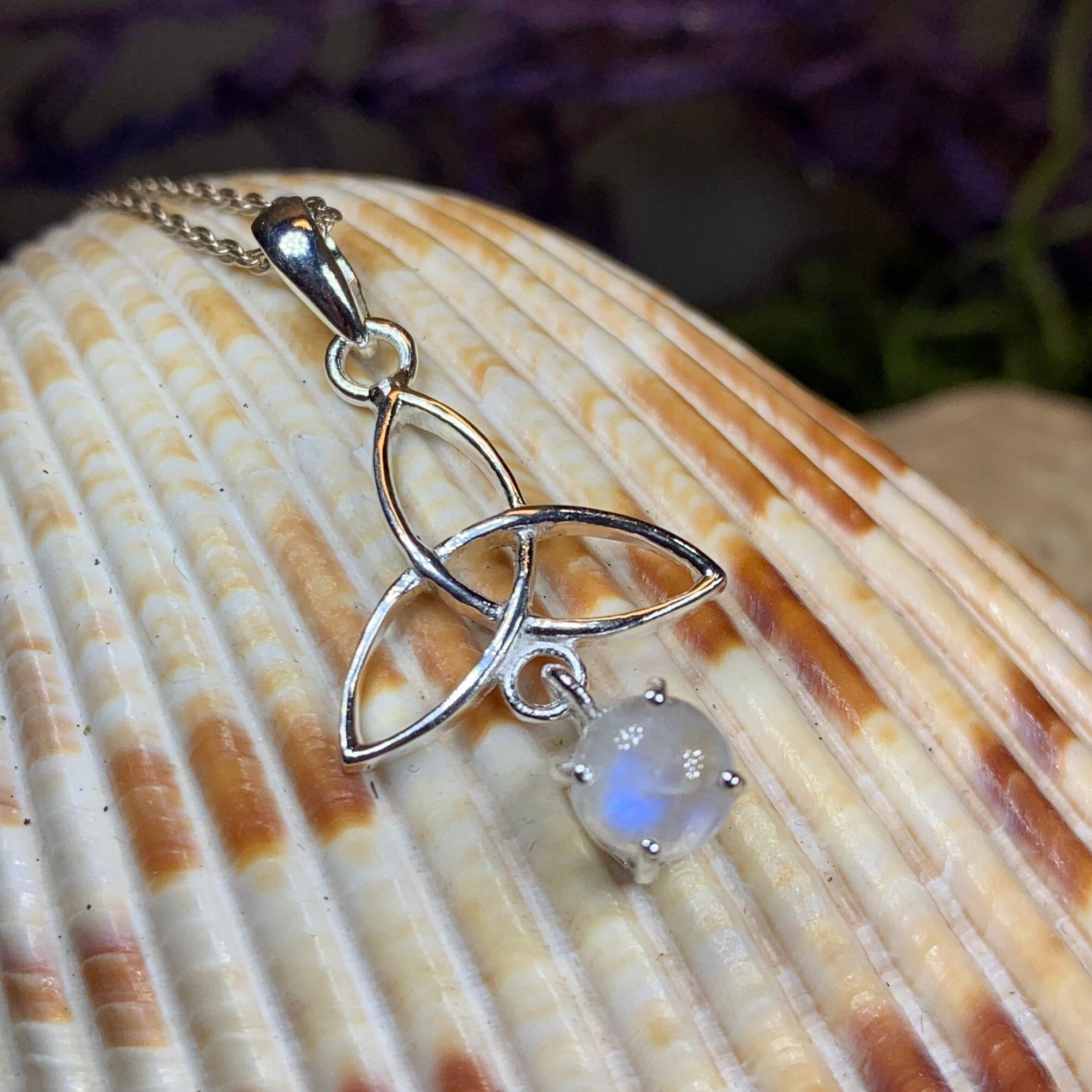 Celtic Trinity Knot Necklace with Moonstone