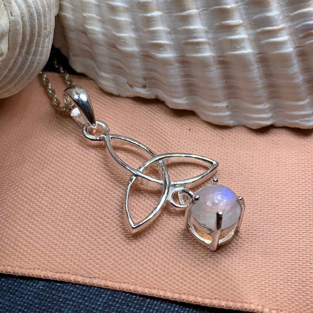 Celtic Trinity Knot Necklace with Moonstone