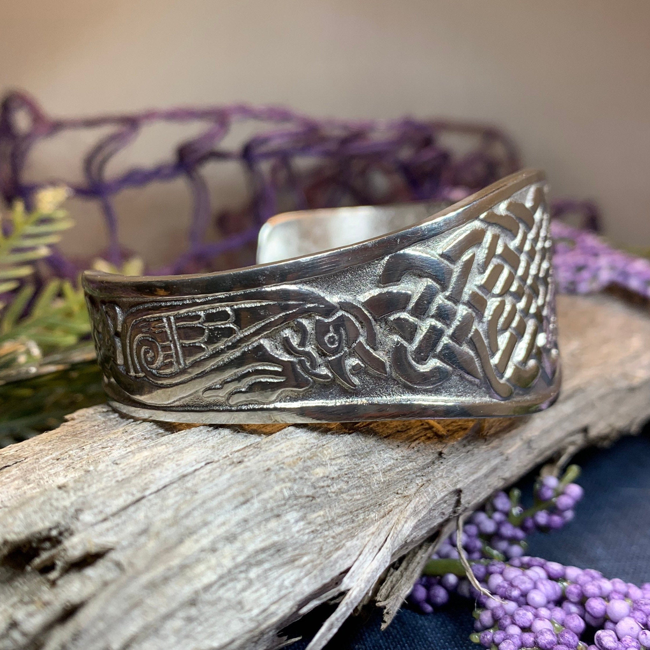 Eun Celtic Bird & Knot Cuff Bracelet - Handmade in Scotland
