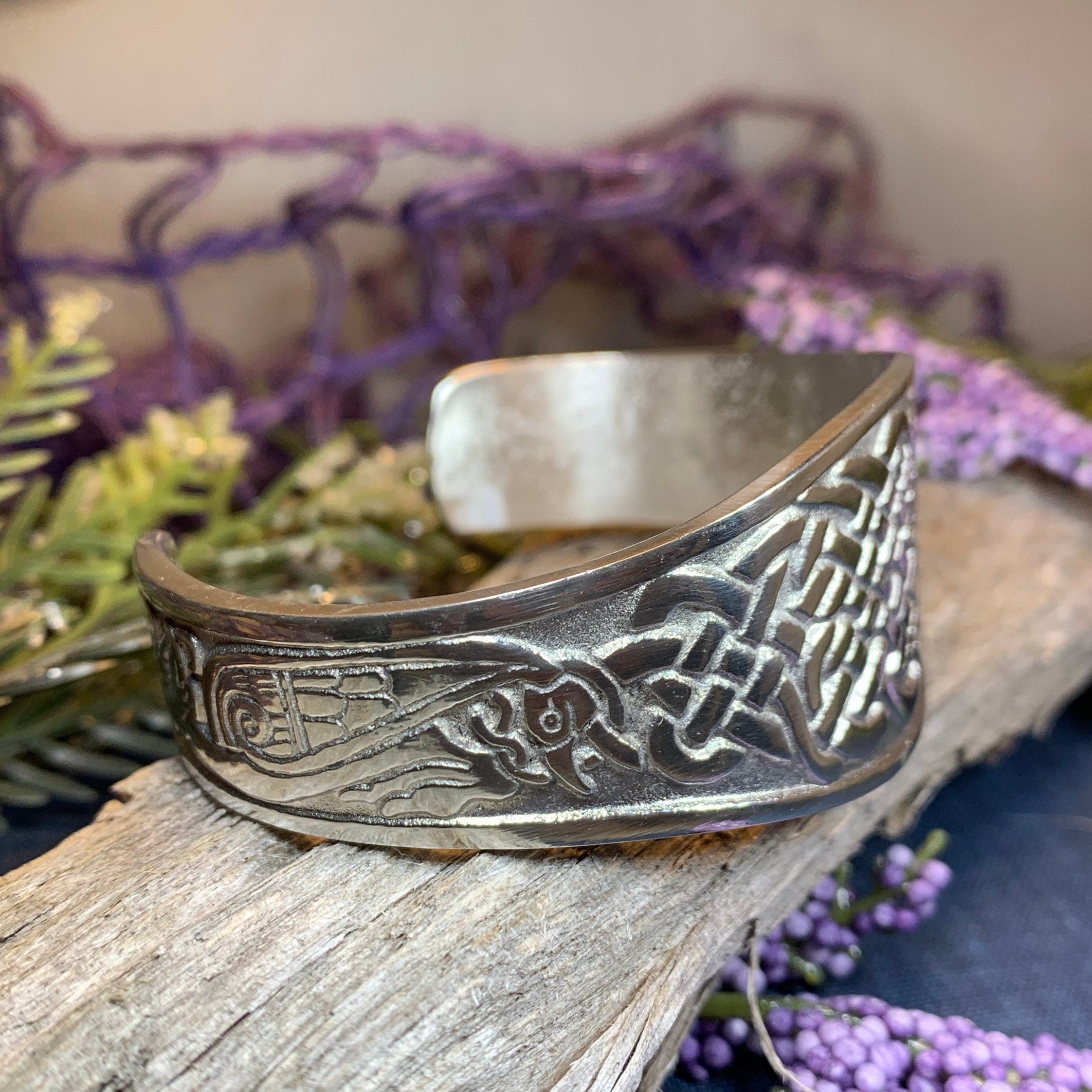 Eun Celtic Bird & Knot Cuff Bracelet - Handmade in Scotland