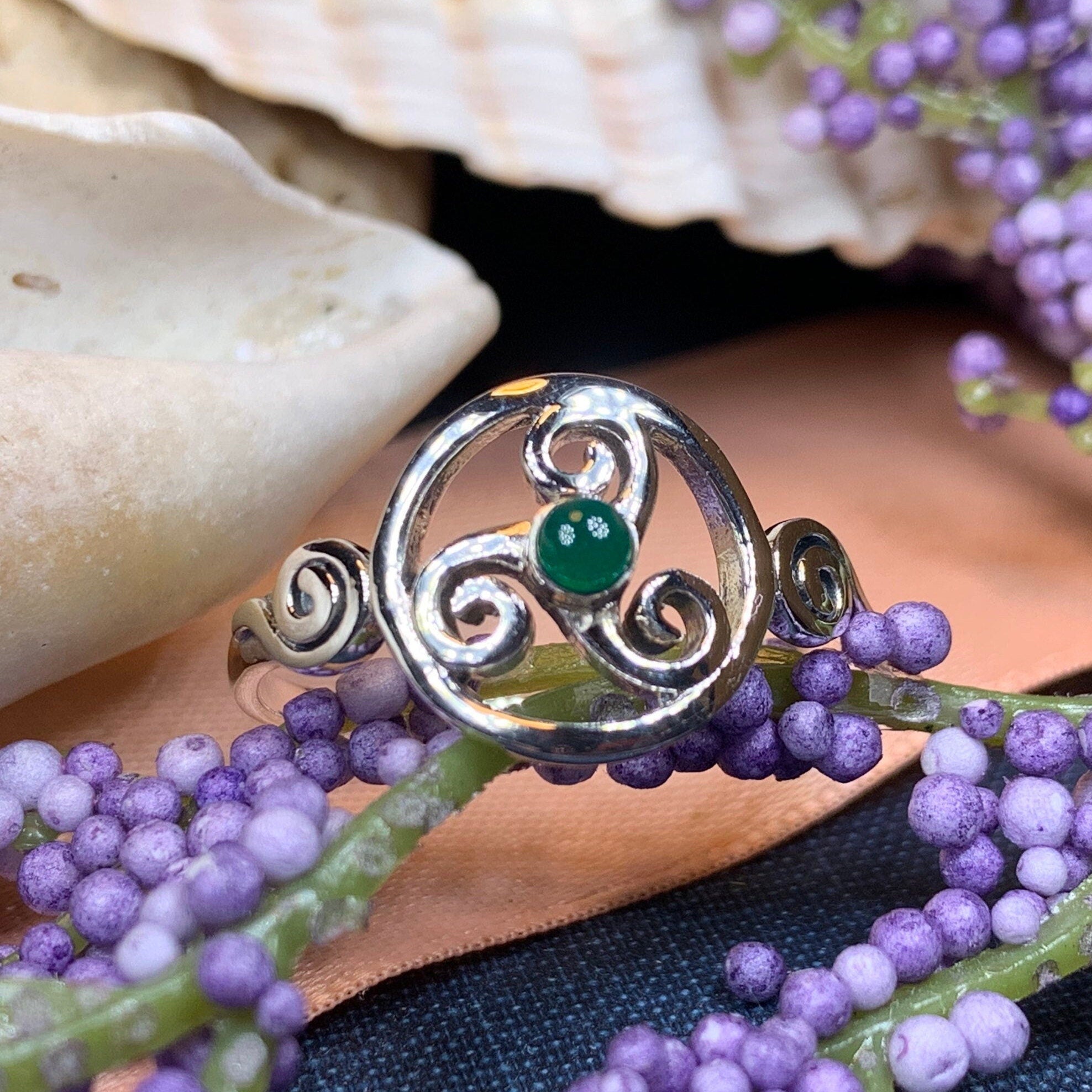 Amrita Celtic Triple Spiral Ring in Sterling Silver