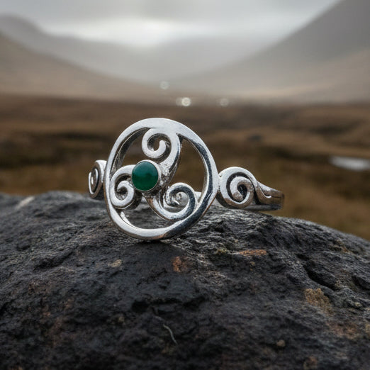 Amrita Celtic Triple Spiral Ring in Sterling Silver
