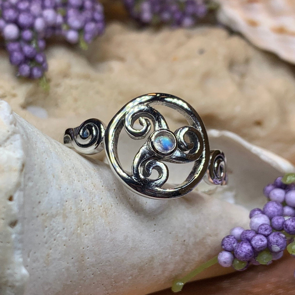 Amrita Celtic Triple Spiral Ring in Sterling Silver