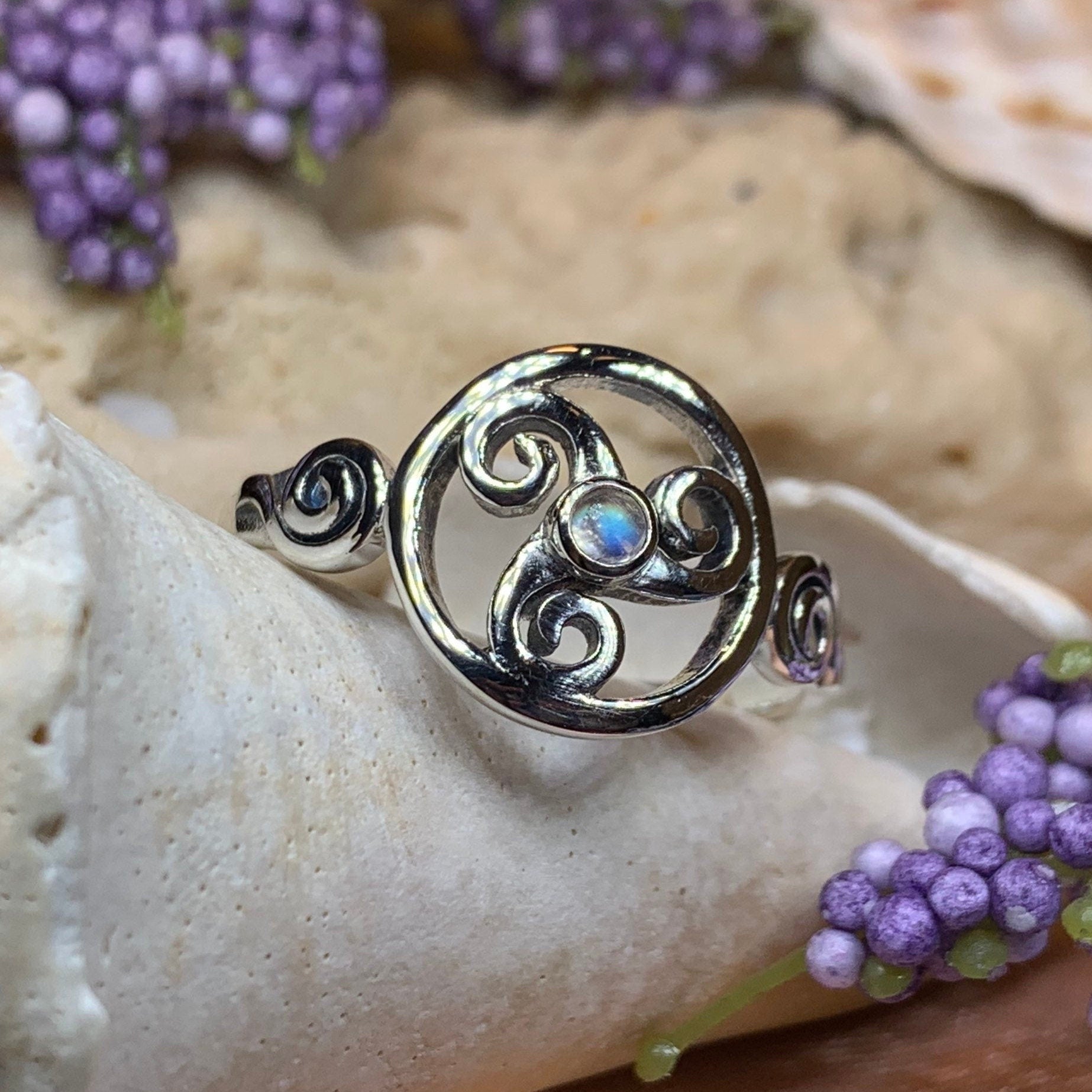Amrita Celtic Triple Spiral Ring in Sterling Silver