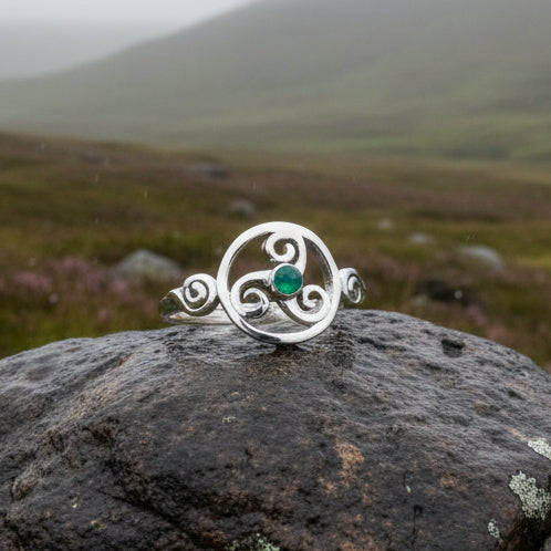 Amrita Celtic Triple Spiral Ring in Sterling Silver