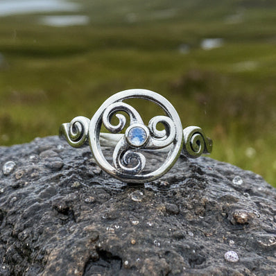 Amrita Celtic Triple Spiral Ring in Sterling Silver