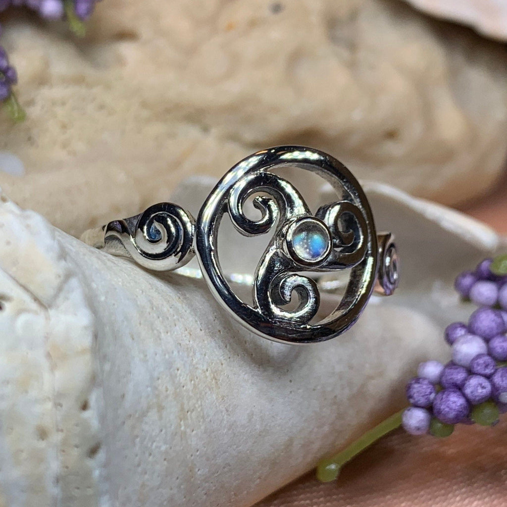 Amrita Celtic Triple Spiral Ring in Sterling Silver