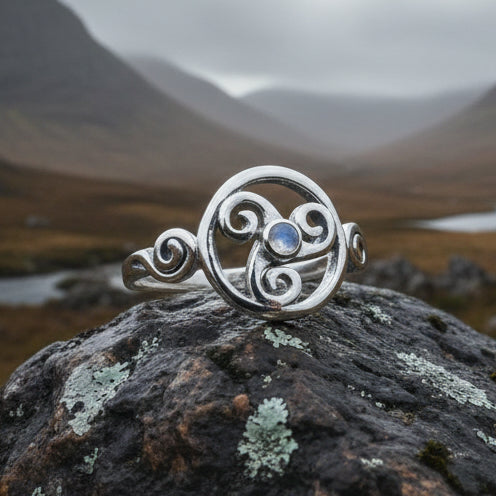 Amrita Celtic Triple Spiral Ring in Sterling Silver