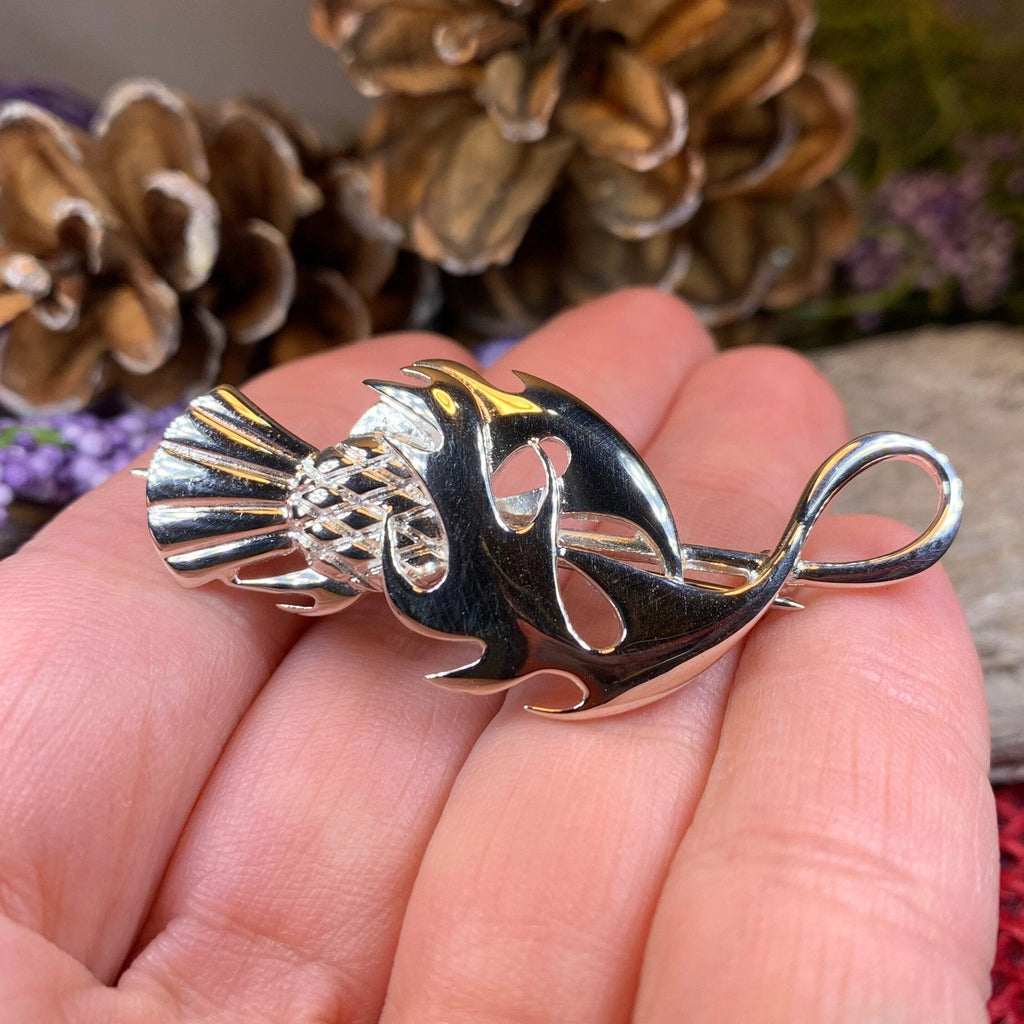 Sterling Silver Jacobean Thistle Brooch - Handmade in Scotland