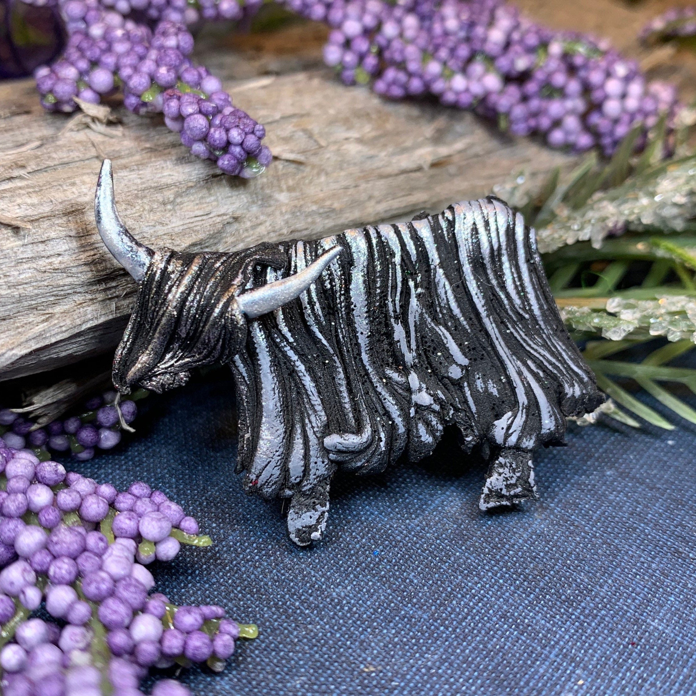 Shaggy Highland Cow Brooch - Handmade in Scotland