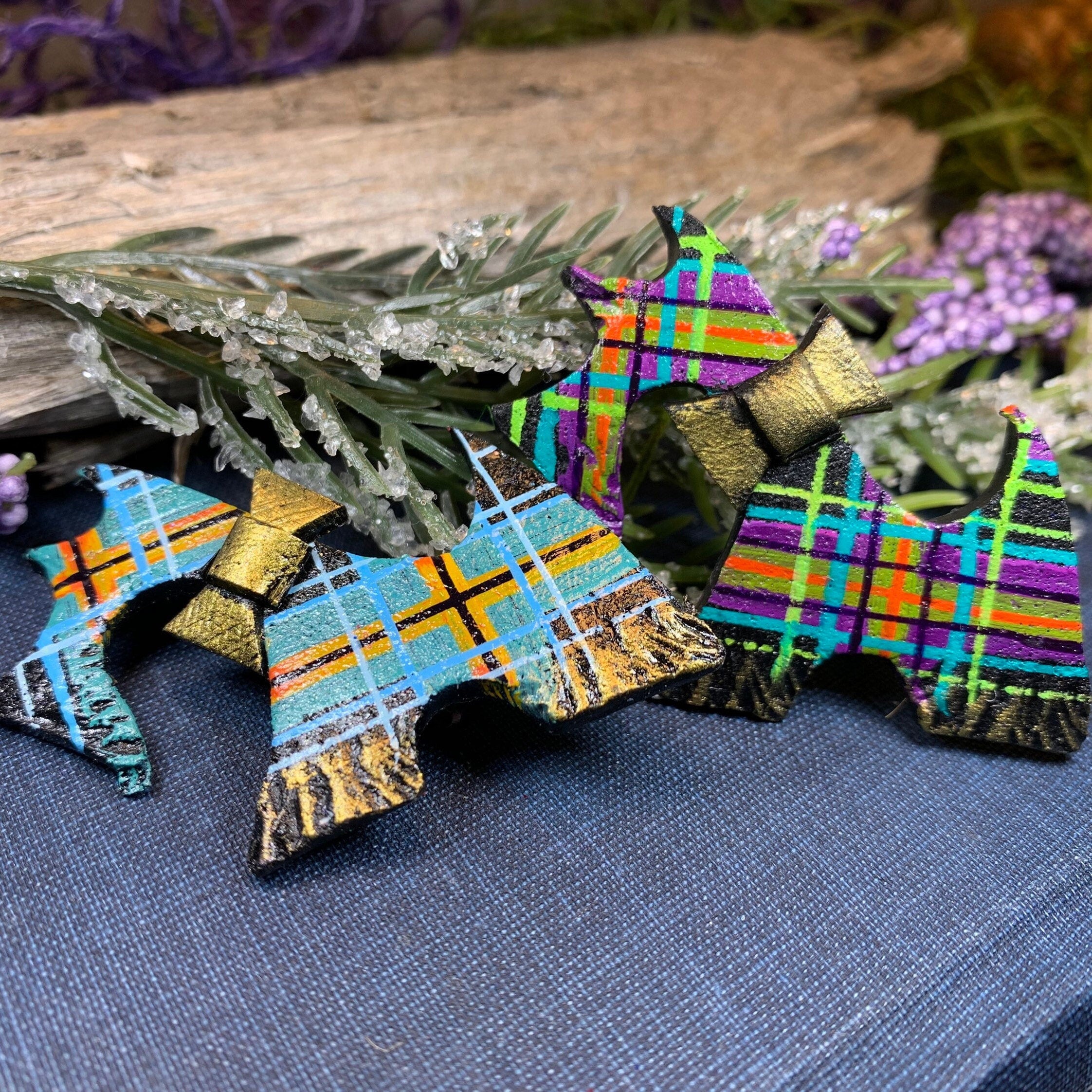 Tartan Dog Scottish Brooch - Handmade in Scotland