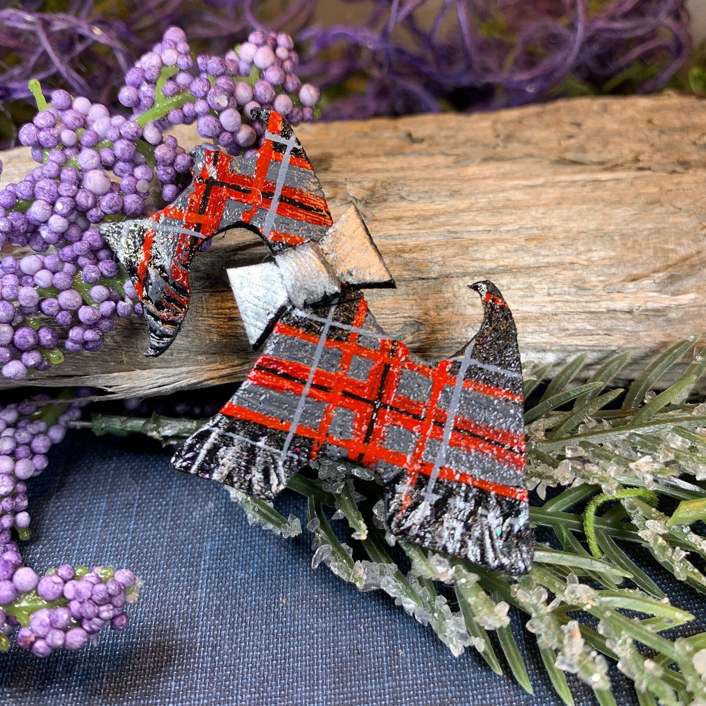 Tartan Dog Scottish Brooch - Handmade in Scotland