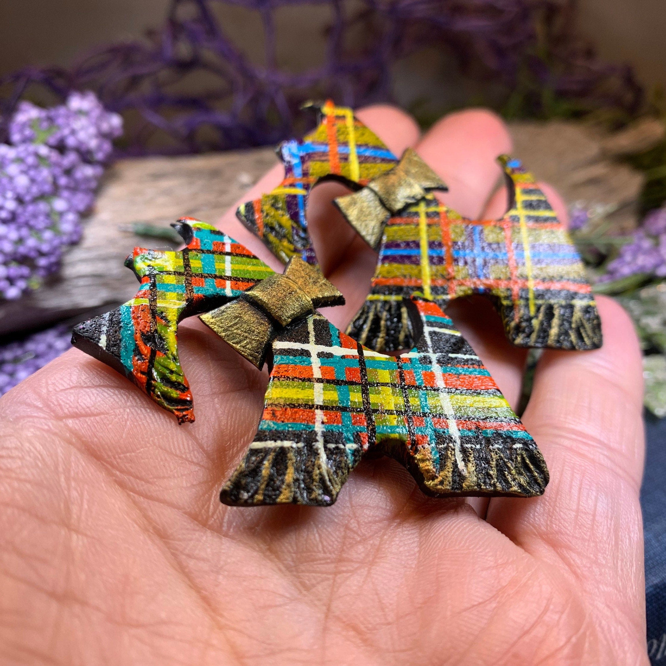 Tartan Dog Scottish Brooch - Handmade in Scotland