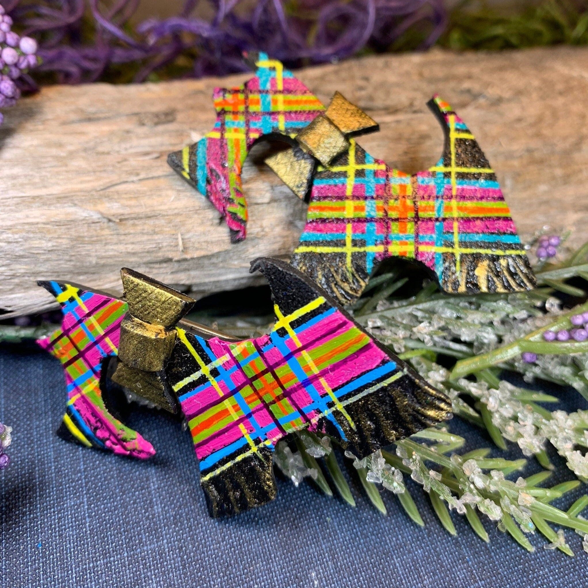 Tartan Dog Scottish Brooch - Handmade in Scotland