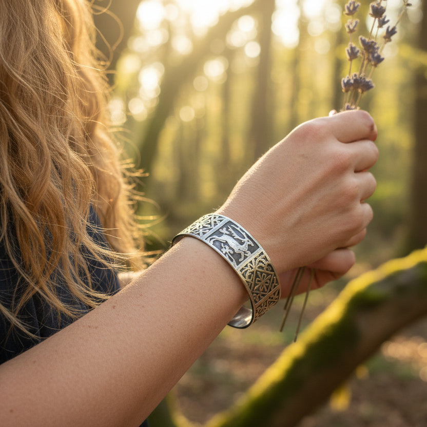Celtic Stag Cuff Bracelet - Handmade in Scotland