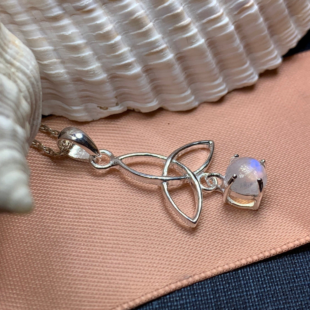 Celtic Trinity Knot Necklace with Moonstone