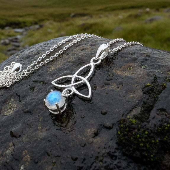 Celtic Trinity Knot Necklace with Moonstone