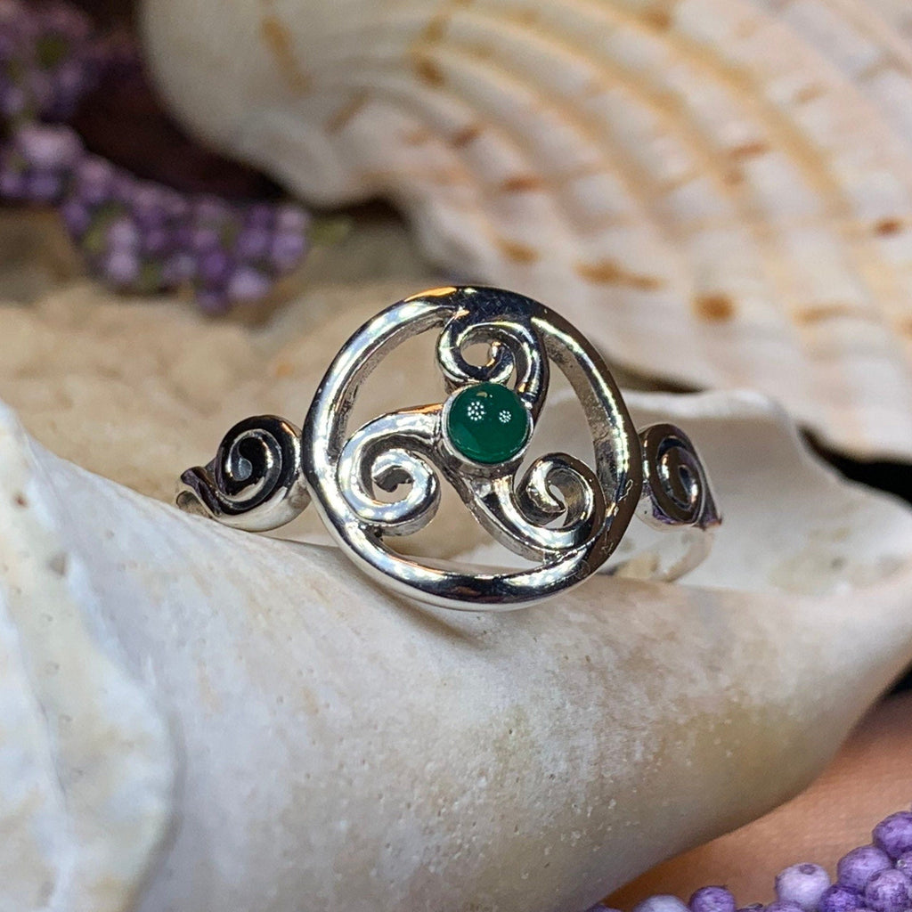 Amrita Celtic Triple Spiral Ring in Sterling Silver