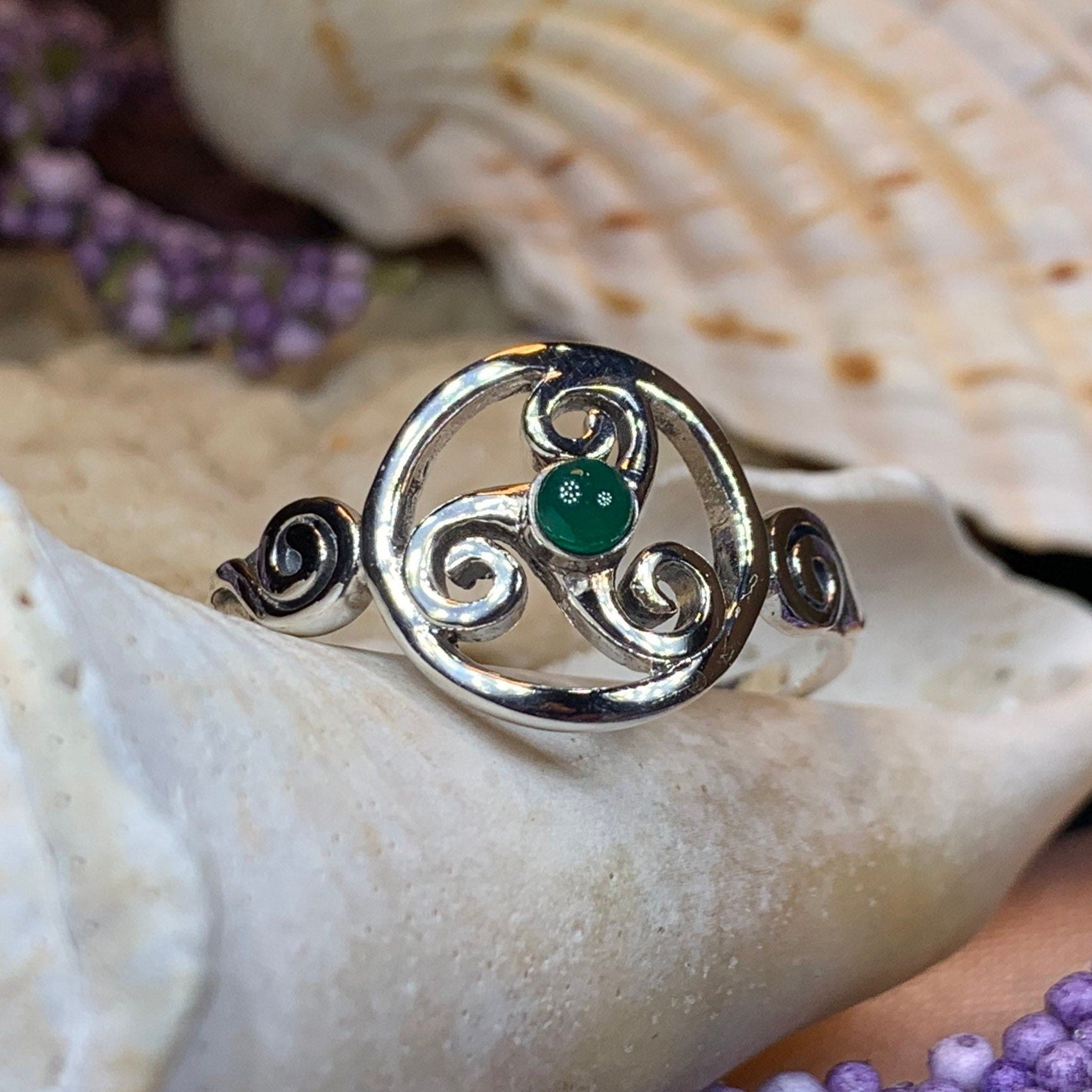 Amrita Celtic Triple Spiral Ring in Sterling Silver