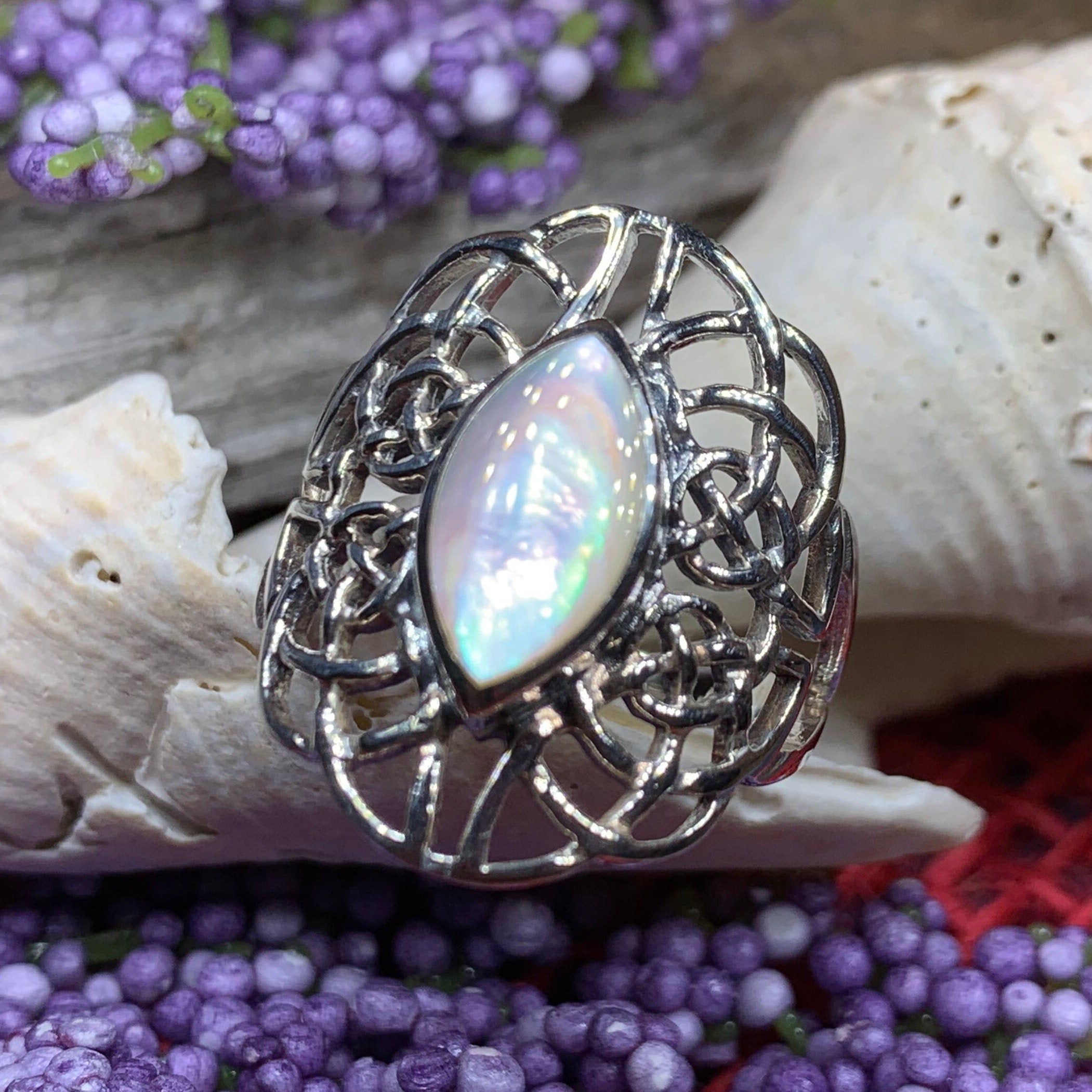 Nireena Celtic Knot Ring with Mother of Pearl