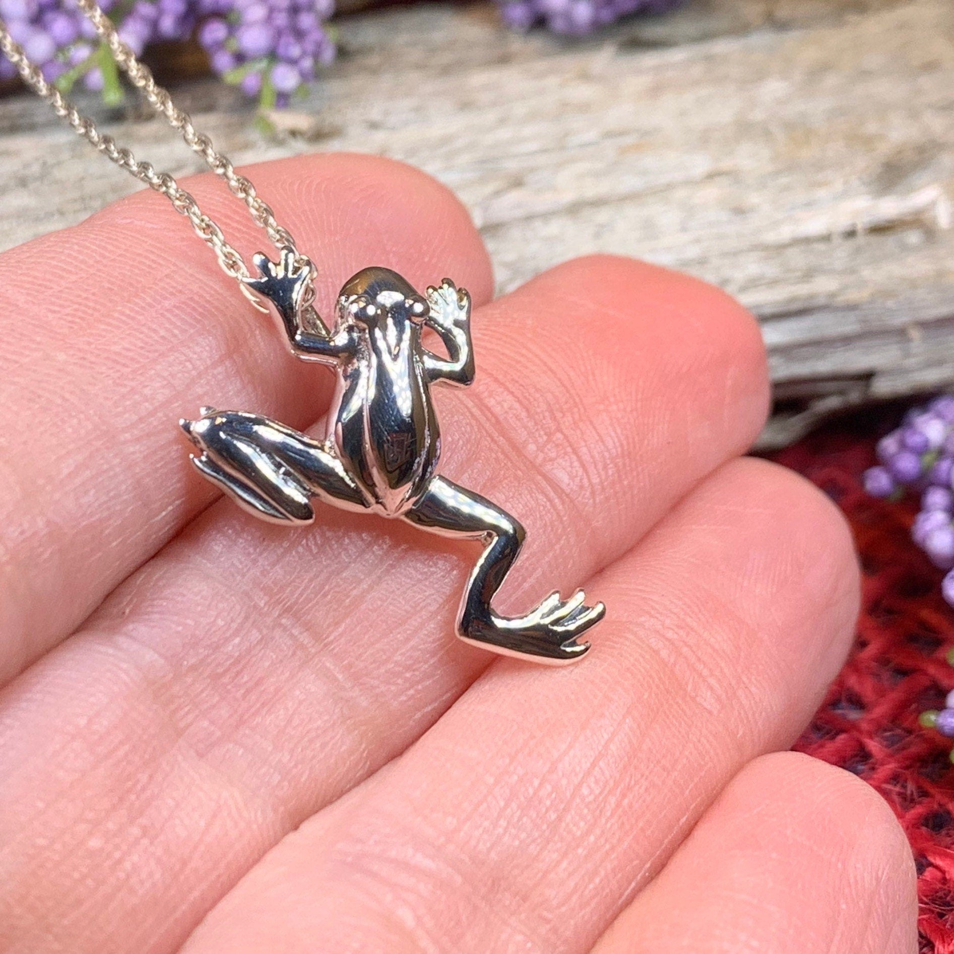 Jumping Frog Necklace in Sterling Silver